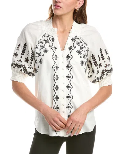 Hale Bob Fallon Short Sleeve Top In White