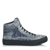 Jimmy Choo Argyle Black Crinkled Denim Patent High Top Trainers