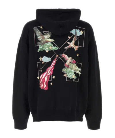 Off-white Drawstring Hooded Sweatshirt In Black