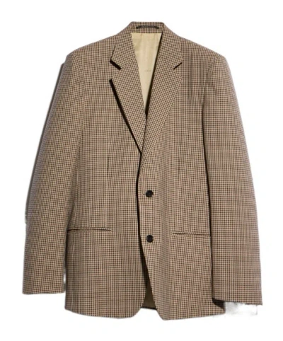 Gucci Gingham Wool Single-breasted Jacket In Brown