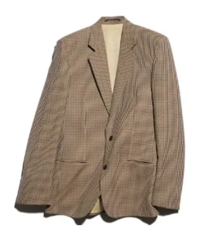 Gucci Gingham Wool Single-breasted Jacket In Brown