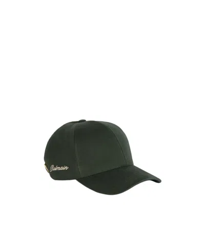 Balmain Washed Cotton Cap In Green