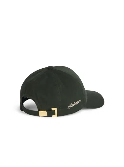 Balmain Washed Cotton Cap In Green