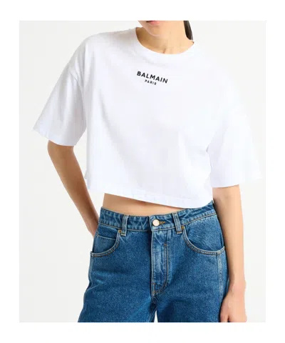 Balmain Paris Embroidered T-shirt In White