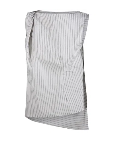 Rohe Róhe Draped Stripe Top In White