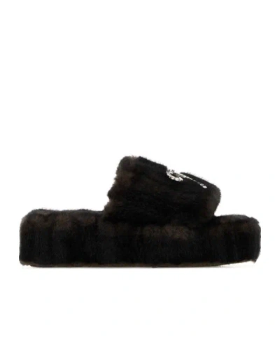 Balenciaga Furrand Platform Sandals For Women In Brown