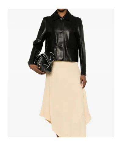 Arma Button-pocket Leather Jacket In Black