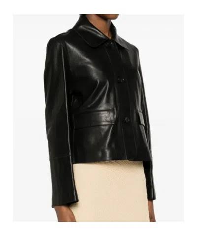 Arma Button-pocket Leather Jacket In Black