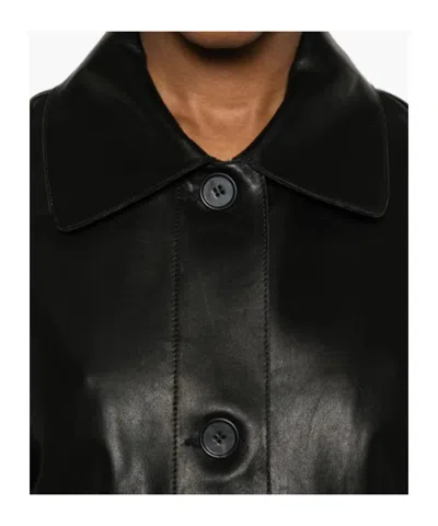 Arma Button-pocket Leather Jacket In Black
