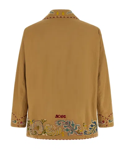Bode Feather Runner Embroidered Jacket In Brown