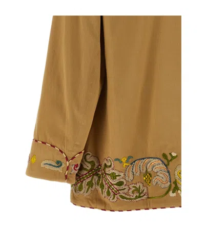 Bode Feather Runner Embroidered Jacket In Brown