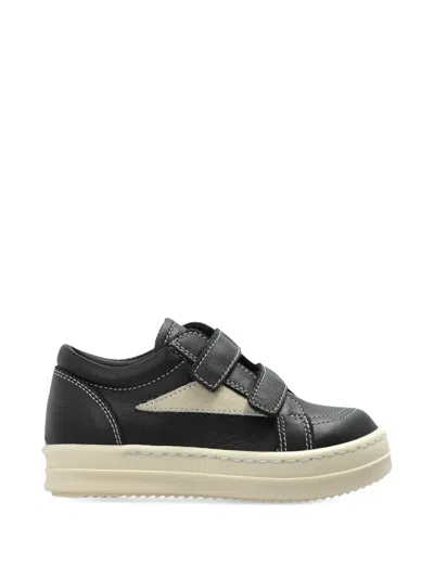 Rick Owens Touch-strap Leather Sneakers In Black
