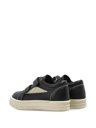 Rick Owens Touch-strap Leather Sneakers In Black