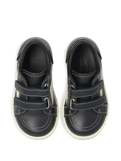 Rick Owens Touch-strap Leather Sneakers In Black