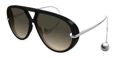 Bottega Veneta Bv1273s Linea Unapologetic 010 Black Silver Brown Sunglasses