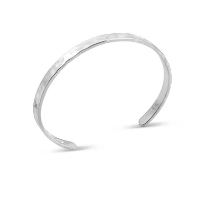 Dower & Hall Hammered Engravable Nomad Bangle In Silver