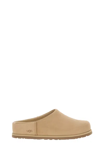 Ugg Suede Slip-on Clogs With Rounded Toe In Brown