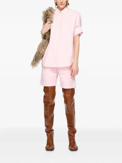 Acne Studios Short-sleeve Organic Cotton Shirt In Pink
