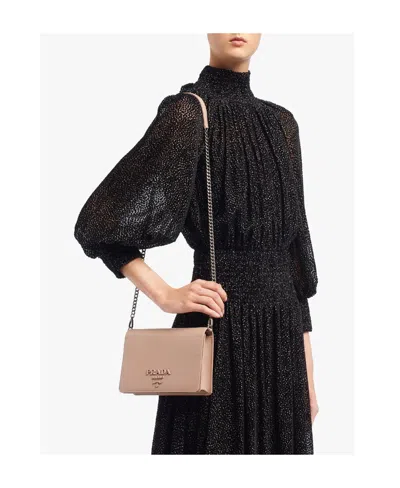 Prada Logo Mini Shoulder Bag In Brown