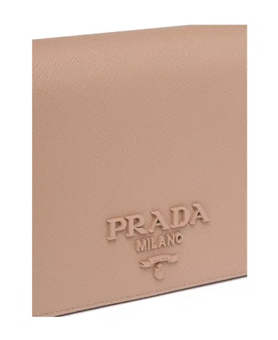 Prada Logo Mini Shoulder Bag In Brown