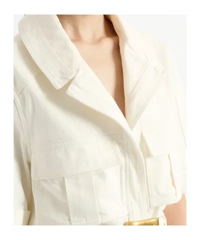 Balmain Belted Denim Playsuit In White