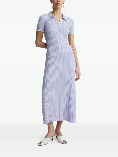 Anna Quan Collared Buttoned Dress In Blue