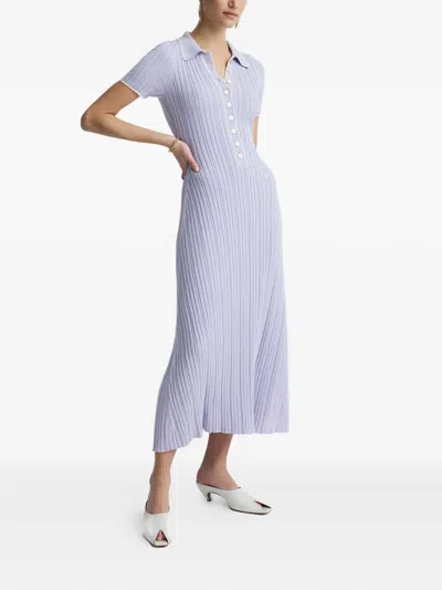 Anna Quan Collared Buttoned Dress In Blue