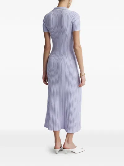 Anna Quan Collared Buttoned Dress In Blue