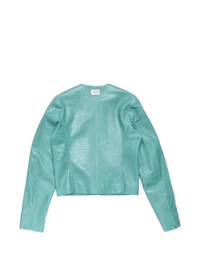 Acne Studios Zip-up Leather Jacket In Blue