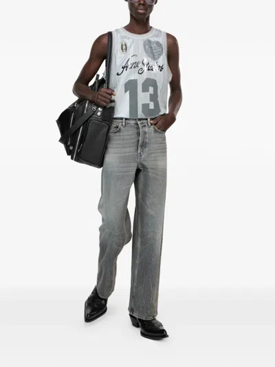 Acne Studios Lightweight Silver Graphic Tank In Gray