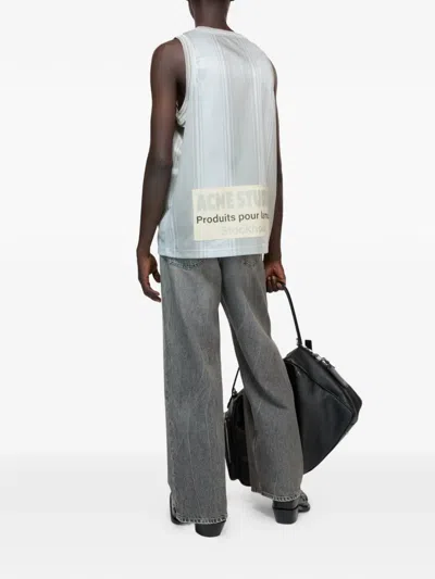 Acne Studios Lightweight Silver Graphic Tank In Gray