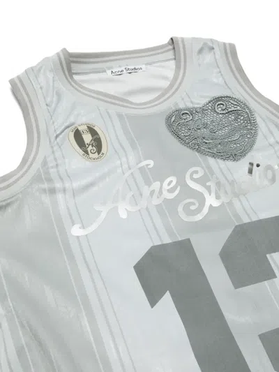 Acne Studios Lightweight Silver Graphic Tank In Gray
