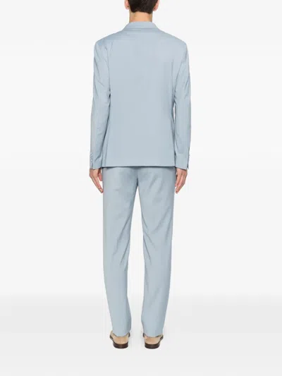 Manuel Ritz Double-breasted Peak-lapel Suit In Blue