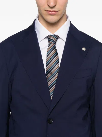 Manuel Ritz Single-breasted Suit In Blue