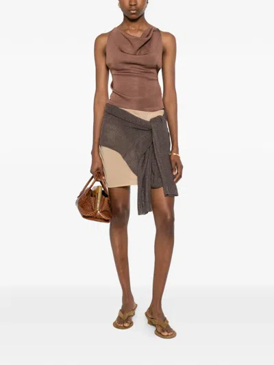 Isa Boulder Strapless Layered Top In Brown