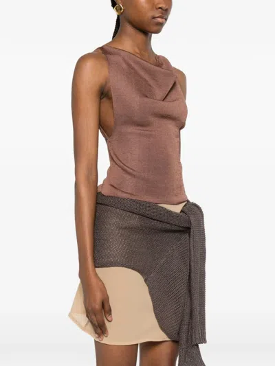 Isa Boulder Strapless Layered Top In Brown