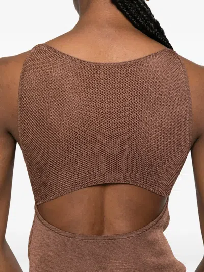 Isa Boulder Strapless Layered Top In Brown