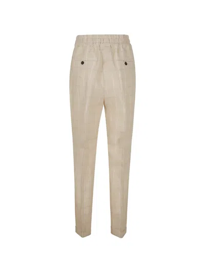 Kiton Check-pattern Drawstring Trousers In Neutral