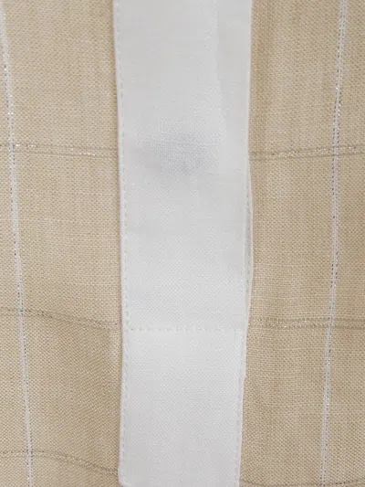 Kiton Check-pattern Linen Shirt In Brown