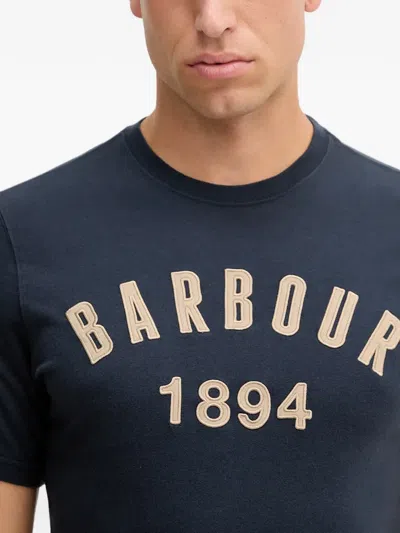 Barbour Logo-embroidered T-shirt In Blue