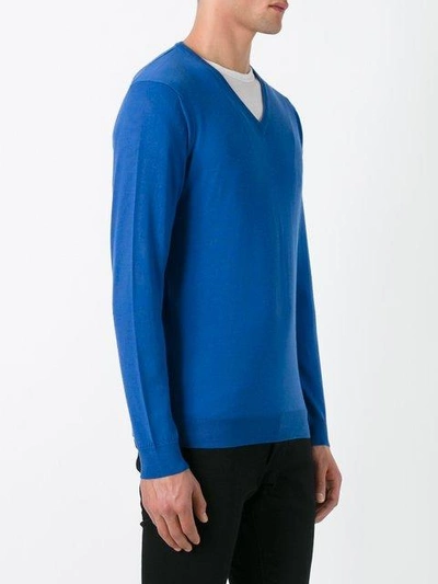 Shop Fashion Clinic Timeless V-neck Wool Jumper In Blue