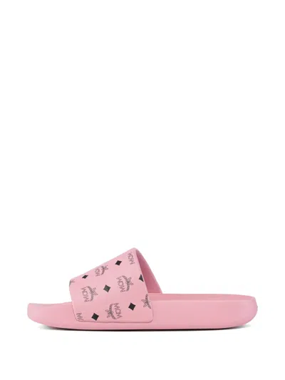 Mcm Monogram Print Rubber Slides In Animal Print