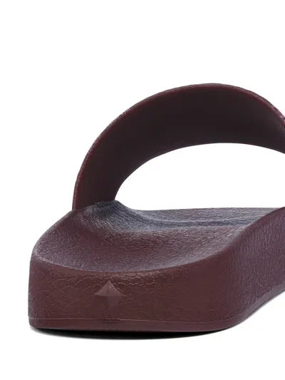 Mcm Monogram Print Rubber Slides In Brown