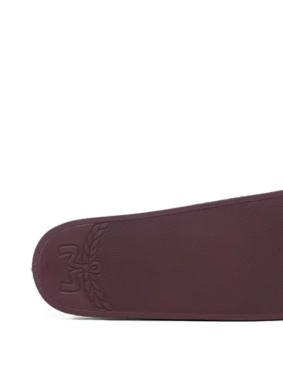 Mcm Monogram Print Rubber Slides In Brown