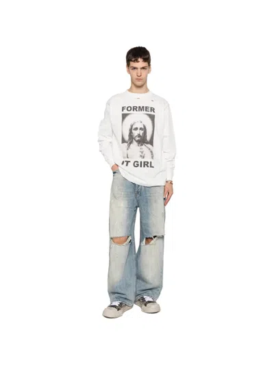 Dagger Distressed Graphic-print T-shirt In Multi