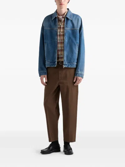 Prada Men's Denim Blouson Jacket In Blue