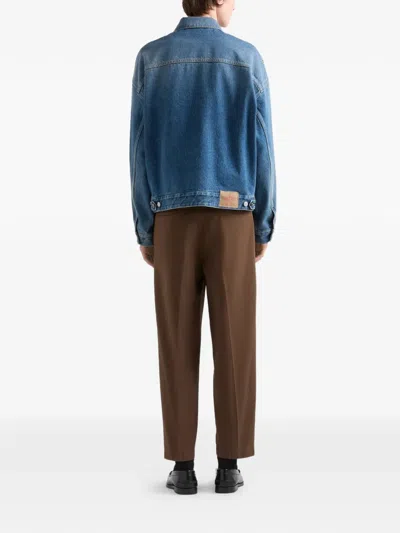 Prada Men's Denim Blouson Jacket In Blue