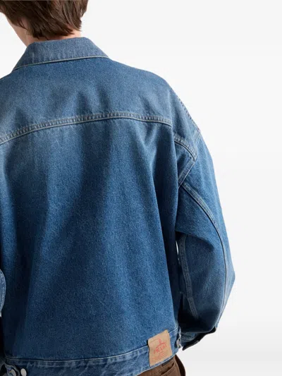 Prada Men's Denim Blouson Jacket In Blue