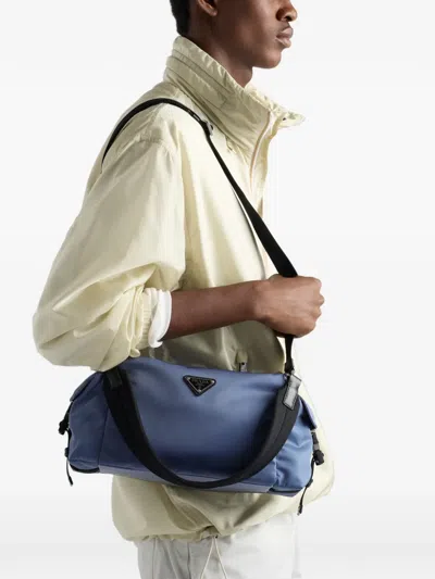 Prada Explore Re-nylon And Leather Bag In Blue