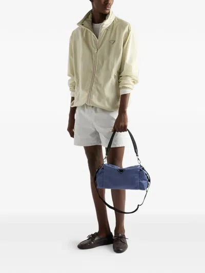 Prada Explore Re-nylon And Leather Bag In Blue